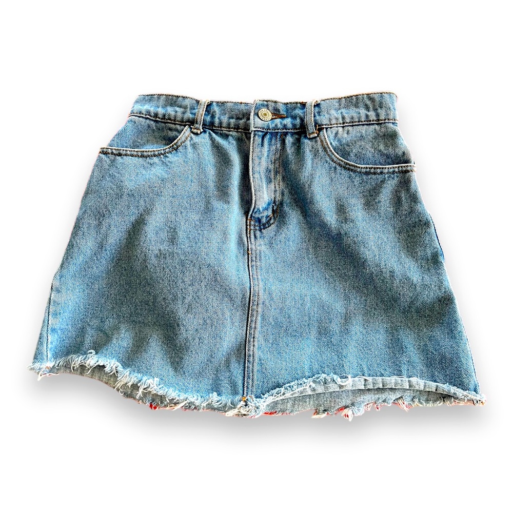 Brandy Melville John Galt Distressed Denim Jean Skirt Size Small